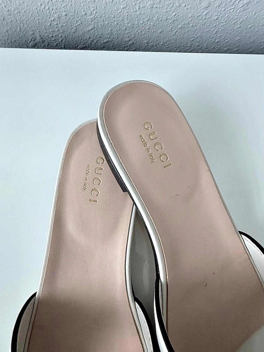 Gucci Interlocking G White Leather Slide Sandals Size 35.5 - Picture 5 of 5